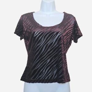 Vintage Y2K Catalyst Velvet Zebra Print Sheer Top Blouse